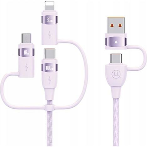 USAMS Kabel U85 2xUSB-C/USB/Micro-USB/Lightning 6in1 1,2 m 100W PD Schnellladung lila/lila SJ645USB02 (US-SJ645) (1/5)