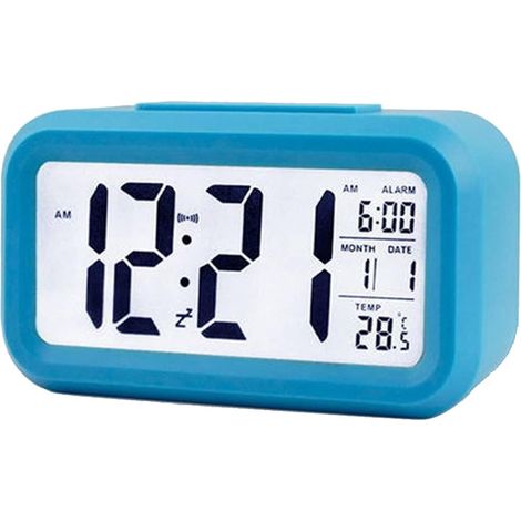 MINKUROW Sveglia Digitale Intelligente Con Pulsante Snooze Per Data E Temperatura Orologio Da Tavolo Rettangolare Alimentato A Batteria Per Camera Da Letto Ufficio Blu (1/5)