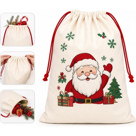 Sacs Cadeaux a Cordon Coulissant Blanc pour Emballage et Rangement 30 x 40 cm (1/5)