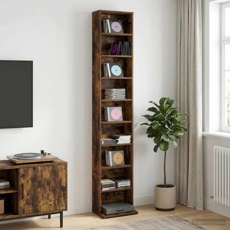 vidaXL CD Cabinet Smoked Oak 33 x 23.5 x 175 cm Engineered Wood (1/5)