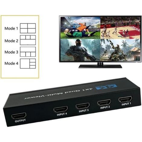 Commutateur multi-écrans HDMI 4K 4 en 1 avec HDCP 2.2 et mise à l'échelle vidéo 30 Hz (1/5)