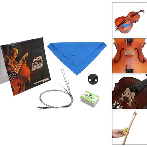 Ensemble 4 en 1 pour Violoncelle : Cordes, Colophane, Étui et Chiffon de Nettoyage (1/5)