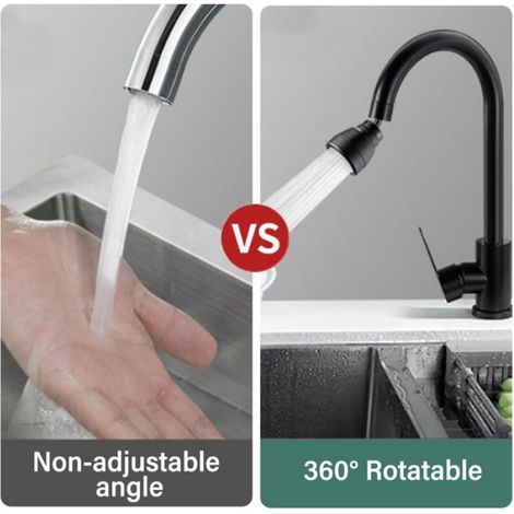 3 Modes Robinet de Rallonge Pivotant à 360°, Aérateurs pour Robinet Pivotant, Tête Douchette Evier Cuisine, Adaptateur(Court) (1/5)