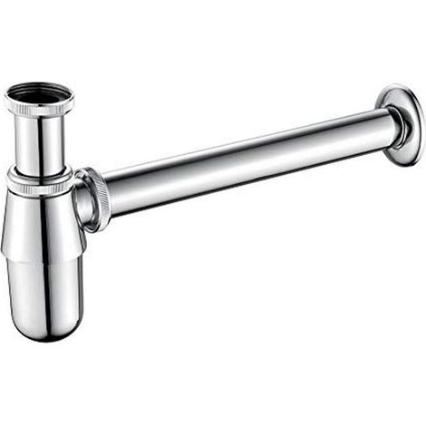 Ibergrif Sifone Universale per Lavabo Bagno in Ottone, 1 1/4" x 32 mm Sifoni Tubo, Altezza Regolabile 16.5-23.5 cm, Sifone con Manicotto in Gomma, Anti-odore & insetti, Cromato (1/5)