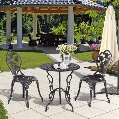 Mesa jardín bistró con 2 sillas bronce exterior OKMYHOME (1/3)