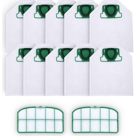 10 bolsas para aspiradora con 2 filtros HEPA para Vorwerk Kobold VK200 FP200, micropolar premium de 5 capas para personas alérgicas. (1/4)