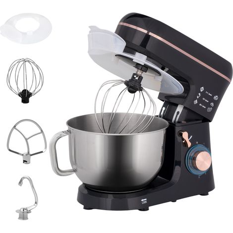 Robot pâtissier, mixeur, 6 vitesses, bol en inox 5,5 L, noir