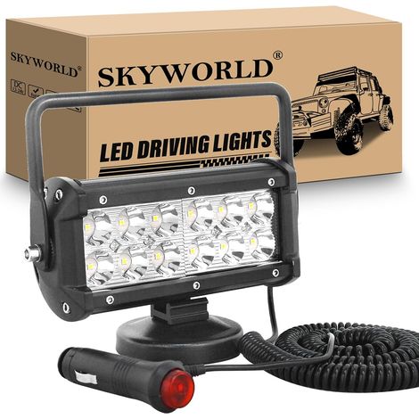 Magnetic Work Lights 7 Inch 18cm 36W LED Work Light with Magnetic Base, Portable Spot Lamp 12V 24V for Offroad Car Trucks SUV 4x4 Tractor Boat (1/5)