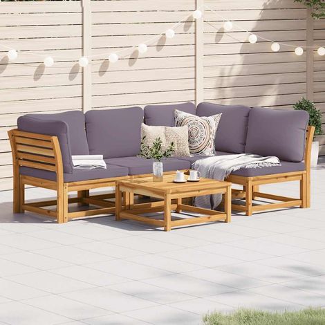 Salon de jardin avec coussins 5 pcs Bois d'acacia solide (1/5)