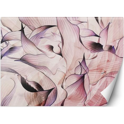 Papier peint Fleurs Feuilles Violet Rose Effet 3D 450x315 (1/5)
