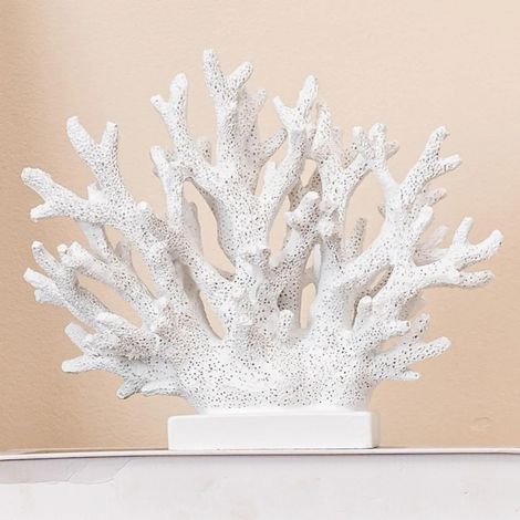 Statue de corail blanc 14.8cm de haute résine Statue de corail décoration nautique adapté à la maison, chambre à coucher, salle de bains, salon, plage, côte, mer, étagères (1/5)