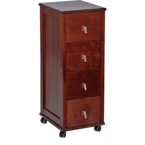 Carrello cassettiera POKERINO in legno a 4 cassetti NOCE (1/2)