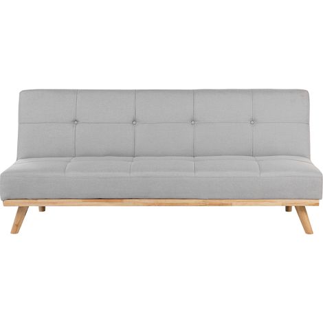 Sofá cama clic clac 3 plazas gris claro salón moderno con mechones Froya