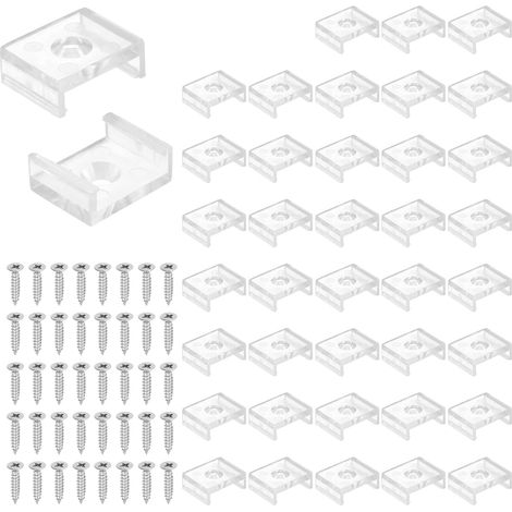 Attaches pour Bandeaux LED, Pack de 80 Supports de Fixation en Plastique avec vis en Acier Inoxydable 304 pour Bandeaux néon RGB de 15mm, Transparent (1/5)