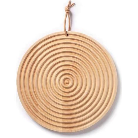 Plateau en Hêtre Éco-Responsable Planche à Découper Épaisse Rond Service pour Sushi Pain Fruit Gâteau (29x29cm) (1/5)