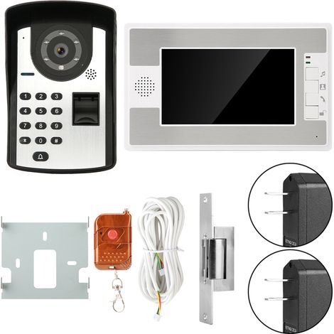 Kit interphone vidéo RFID 7 pouces avec mot de passe, sonnette filaire sans serrure 812FD11 (prise US) (1/5)