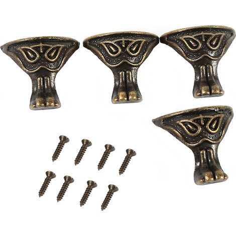 4pcs boîte à Bijoux en Laiton Antique boîte à Bijoux Cas en Bois Pieds décoratifs Pieds Coffre Coin Protecteur Vintage (1/5)