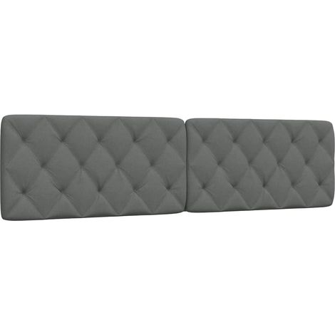Coussin tête de lit 200 cm en tissu polyester gris foncé, rembourré, avec sangles - PANGIVO (1/5)