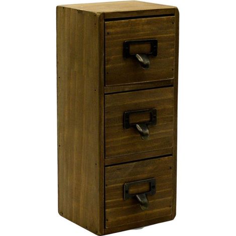 Portatutto legno rettangolare 3 cassetti cm11,5x10h27