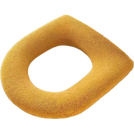 1 housse de siège de toilette, tissu épais et moelleux, extensible pour sièges ronds et allongés, avec crochets de fixation, lavable en machine (1/5)