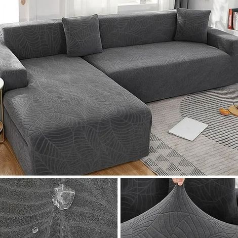 Waterproof Sofa Covers 1/2/3/4 Seats Jacquard Solid Couch Cover L Shaped Sofa Cover Protector Bench Covers (1/4)