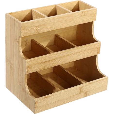 Organisateur en bambou pour sachets de thé à 9 compartiments (1/5)