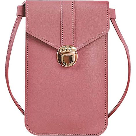 Sac messager pour téléphone portable pour femme avec écran tactile (rose foncé),
