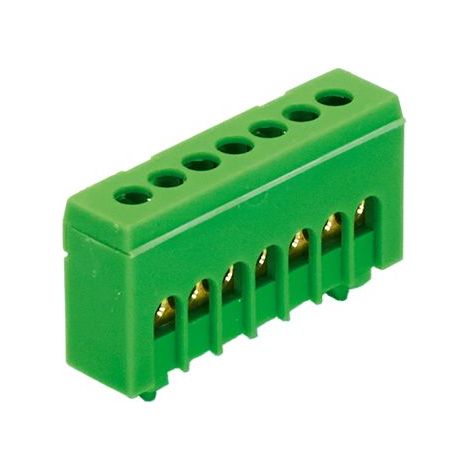 Bornier de terre isolé vert 7 bornes pour câble 1,5 à 16mm² – Montage rail DIN – Système de connexion à vis