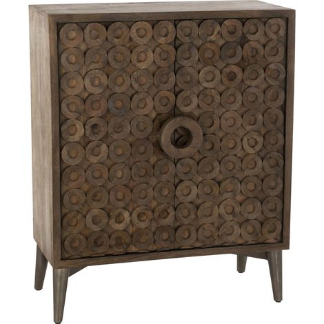Armoire bois de manguier marron deux portes design sculpté - Marron bois de manguier sculpté (1/5)