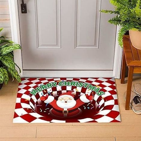 Christmas Doormat - 40x60 cm - Red Polyester with Santa Claus Pattern (1/4)