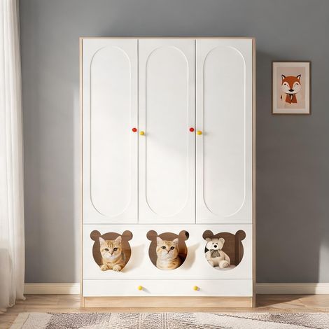 Commode coloris natural blanc en MDF 80 x 50 x 200 cm (1/5)