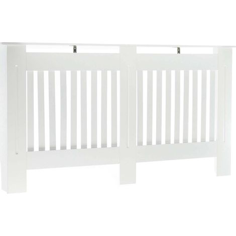 Toboli Cubre radiador color blanco 172x19x82cm tablero MDF cubierta radiador calefacción moderno