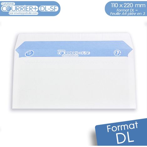 Enveloppebulle – Lot de 100 enveloppes blanches DL 110 x 220 mm – Papier velin 75 g/m² – Fermeture auto-adhésive – Sans fenêtre
