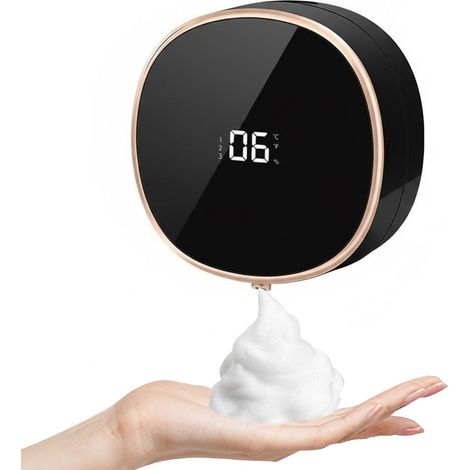 Distributeur de savon automatique intelligent avec mousse, 3 modes réglables, affichage LED de la température, du temps et de la batterie, pour salle de bain, cuisine (1/5)