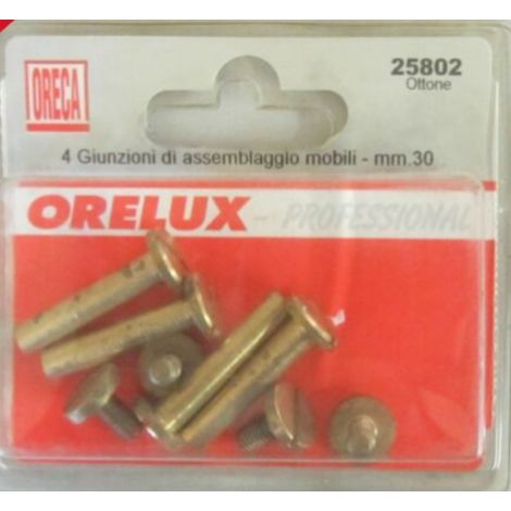 ORECA - 4 GIUNZIONI DI ASSEMBLAGGIO MOBILI 6X30MM - IN OTTONE