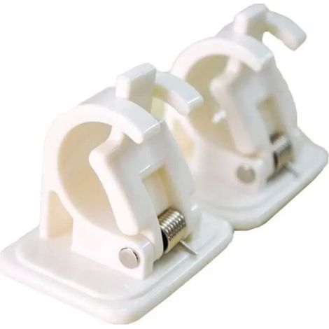 Lot de 2 Supports de Fixation pour Tringles à Rideaux Crochets Autoadhésifs en Plastique Barre Transversale Cintre Supports (1/4)