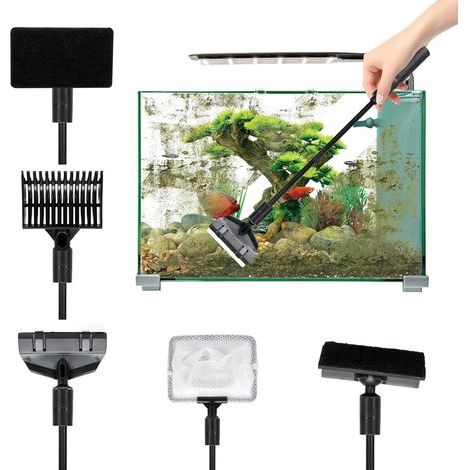 5-in-1 Aquarium Accessory Kit: Net, Scraper, Brush, Rake, Substrate Cleaning (1/5)