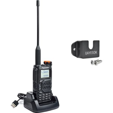 Talkie Walkie Longue Portée avec Supports pour Voiture VHF UHF 200 Canaux Radio Portable Rechargeable Professionnelle AM/FM/DTMF, VOX, Réplication Fréquence, NOAA Météo (1/5)