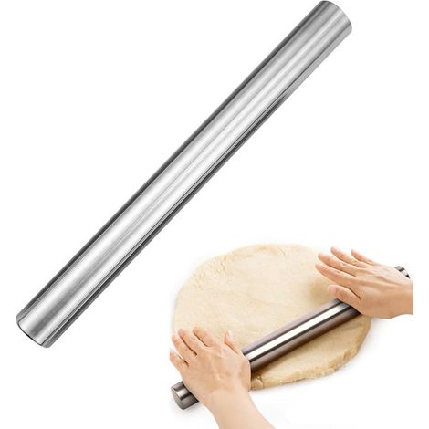 Mattarello in acciaio inox, rullo da forno, mattarello cavo. Materiale: acciaio inox. Facile da pulire. Utensile da forno. 25 × 2,5 × 2,5 cm. Per cuocere torte. (1/5)