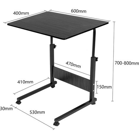 Mobile Laptop Table Standing Height Adjustable Computer Desk Laptop Table for Sofa and Bed 40 60(67 80) cm(Black) (1/4)