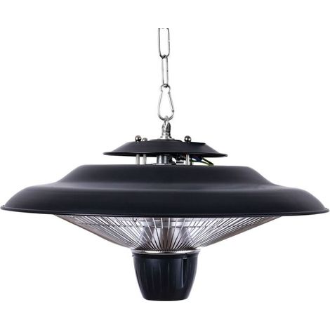 Chauffage intérieur et extérieur, 600W et 1500W réglable, chauffage électrique infrarouge suspendu pour terrasse extérieure, porche, garage, balcon, protection contre la surchauffe, noir (1/4)