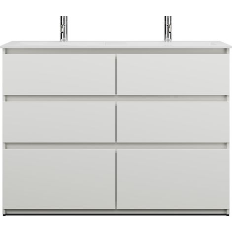 burgbad Lin20 Lavabo bajo para lavabo doble blanco mate con