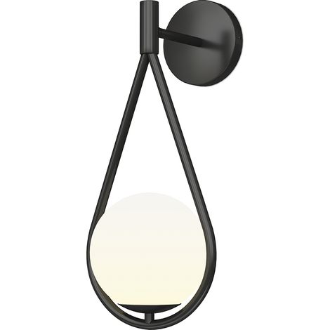Black Wall Lamp - Globe Shade - Tear Black