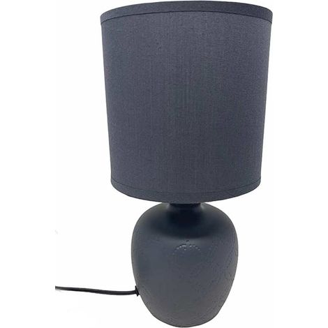 Lume in ceramica moderno lumetto da comodino con base in ceramica abat jour lampada da tavolo paralume attacco e14 Grigio