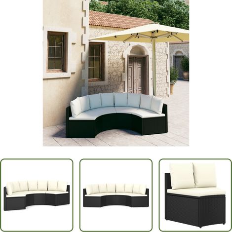Poly Rattan - 4-tlg. Garten-Sofagarnitur mit Auflagen Poly Rattan Schwarz (1/5)