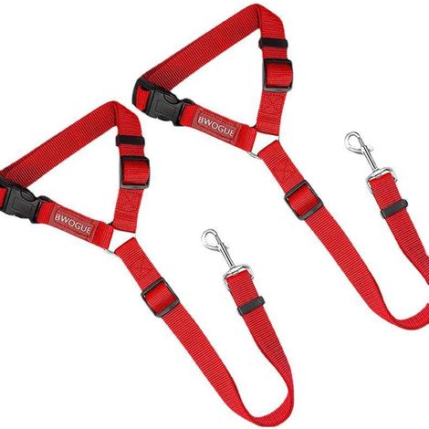 Lot de 2 cordes de remorquage pour voiture pour animaux de compagnie avec sangles de sécurité réglables