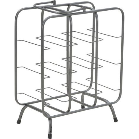 Portabottiglie rack rettangolare in ferro grigio scuro 9 posti 40x23x47,5 cm