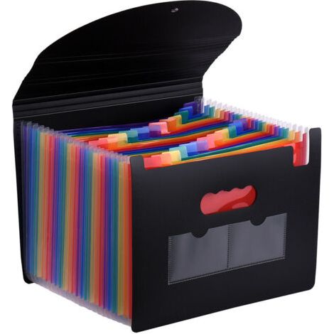 Classeur extensible à 24 pochettes avec couverture Organiseur de fichiers en accordéon A4 Format lettre Organisateur de documents Couleur arc-en-ciel pour la maison, le bureau, l'école (1/4)
