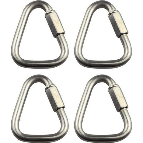 Chaînes d’escalade en acier inoxydable 10 mm – Lot de 4 maillons triangulaires avec mousquetons rapides et boucles à vis (1/4)