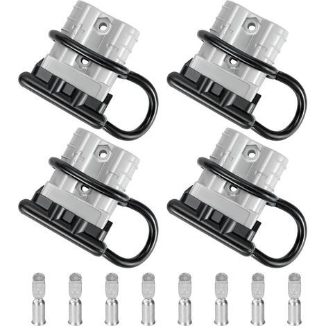 Batterie Connecteur 50A Connexion Rapide Prise Compatible avec Batterie de Voiture 12-36V DC avec Couvercle en Caoutchouc pour Auto Moto Caravane 4 Pièces (1/5)